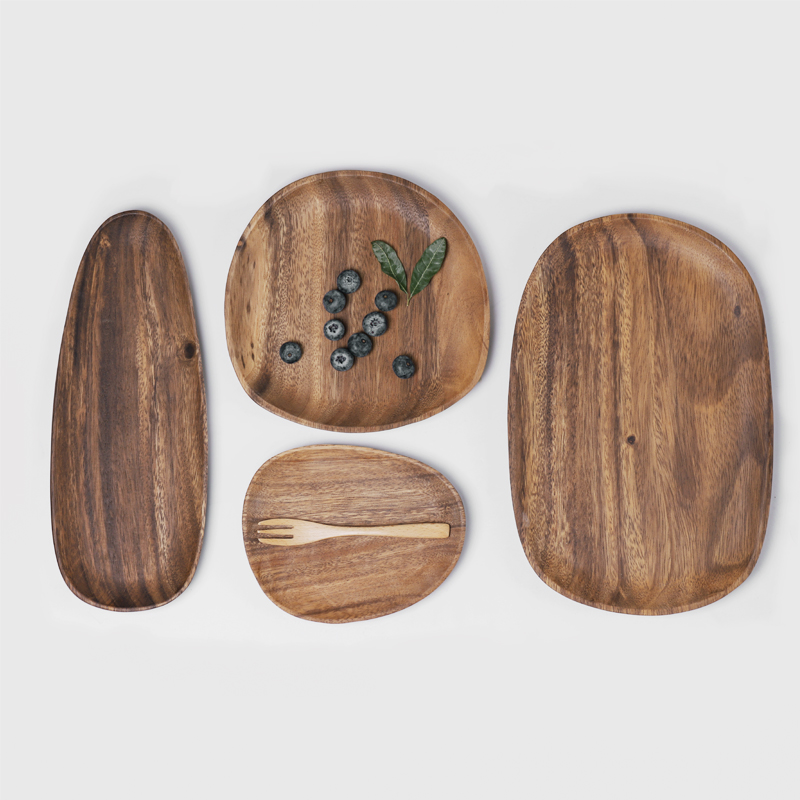 Day-Type Irregular Solid Wood Plates Oval wooden deluge Wooden Dried Fruit Pan Wooden Long Disc Camping Snack Dish
