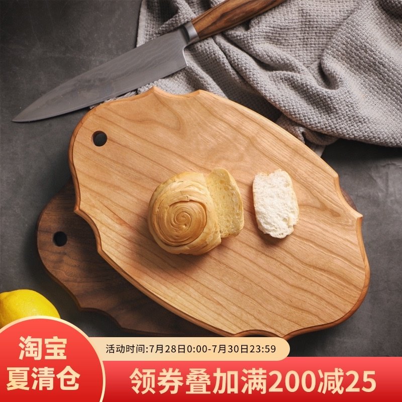 Japanese whole wood Black walnut bread board Cherry wood cake chopping board Western steak board Solid wood chopping board Cutting board