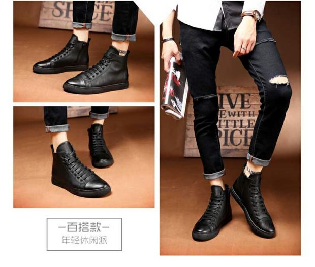Mùa xuân cao-top giày của nam giới Hàn Quốc phiên bản của xu hướng của Anh hoang dã giày thủy triều khởi động ngắn giản dị Martin khởi động của nam giới giày đen boots nam cổ cao