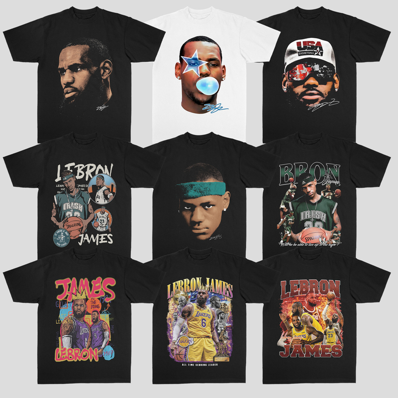 James Lebron James American Street Style Printed Pure Cotton Loose Breathable Basketball Star Short-Sleeved T-Shirt