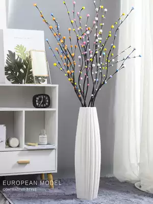 Starry floor-to-ceiling white vase large ceramic dried flower arrangement Nordic living room entrance modern simple high decoration