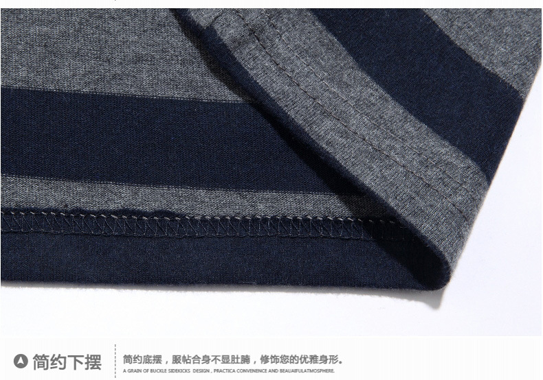 Áo thun nam dài tay cho nam dài tay cotton trung tính sọc áo ve áo mùa thu giản dị áo phông rộng nam