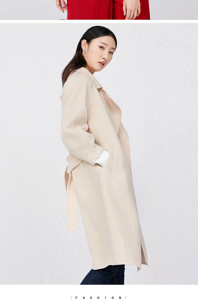 Lan Hongm 2018 Áo khoác cashmere màu đỏ hàn quốc nữ dài phần mùa đông áo khoác len hai mặt áo khoác vest nữ