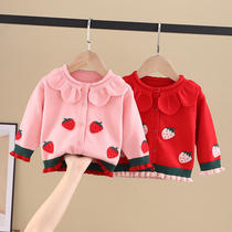 Girls 2020 Autumn Cardigan Girls Autumn Baby Sweater Girls Foreign Style Childrens Strawberry Knitted Sweater Princess Jacket