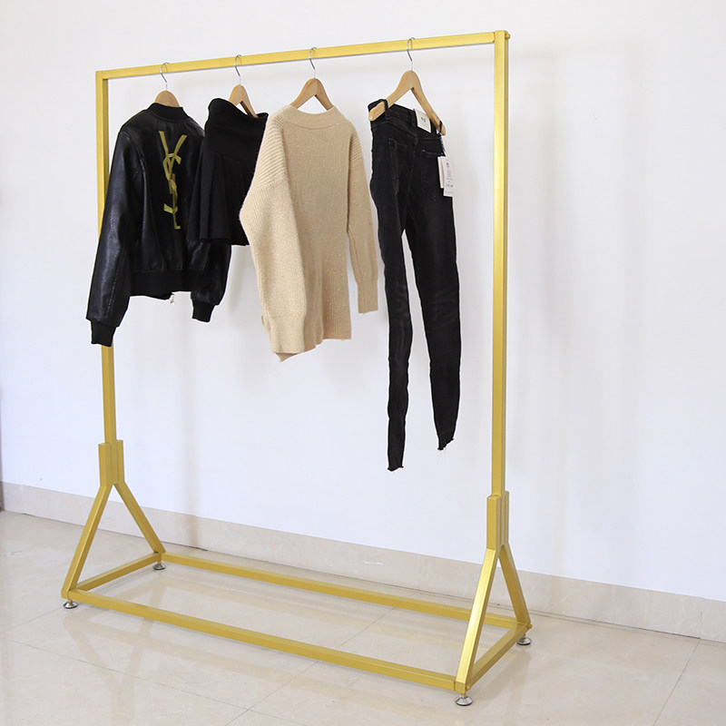Simple Nano gold clothing store display rack drying rack balcony floor shelf iron hanging hanger