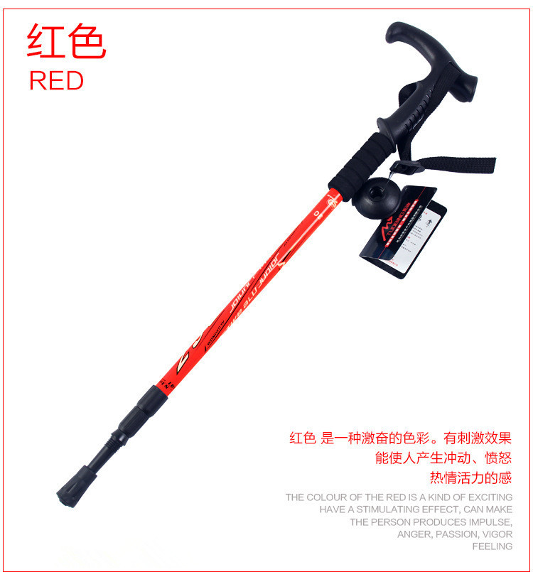 Trekking cực telescopic ba phần hợp kim nhôm ngoài trời hấp thụ sốc tay cầm thẳng T-xử lý đi bộ siêu nhẹ nạng kính thiên văn gậy ba chân để điện thoại