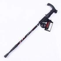 Trekking pole telescopic three-section outdoor aluminum alloy shock-absorbing straight handle T-handle hiking ultra-light telescopic crutch cane