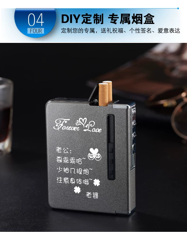 Thuốc lá tự động 20 gậy cầm tay đai nhẹ hơn một hộp thuốc lá sáng tạo bơm hơi cá tính hộp thuốc lá tùy chỉnh - Bật lửa