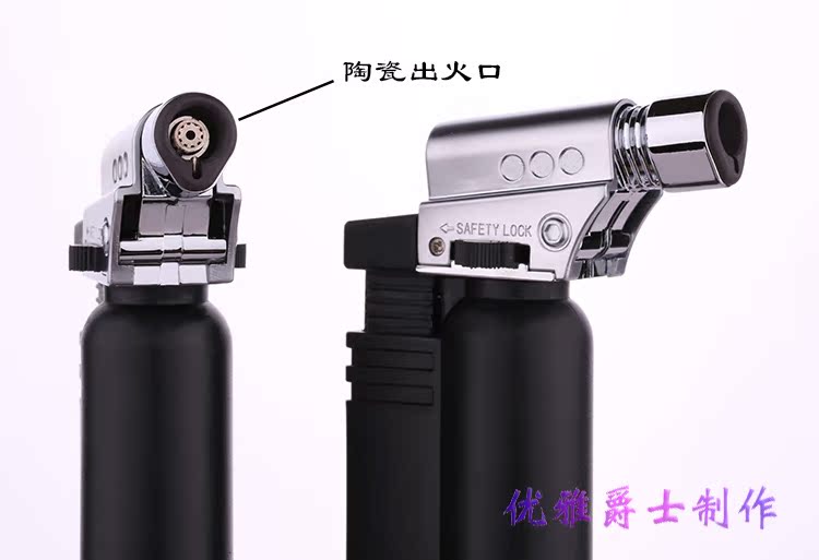Sáng tạo gió nhẹ cá tính bơm hơi xì gà phun xì gà thẳng nhiệt độ cao hàn ngọn lửa cháy máy nướng - Bật lửa bat lua rio