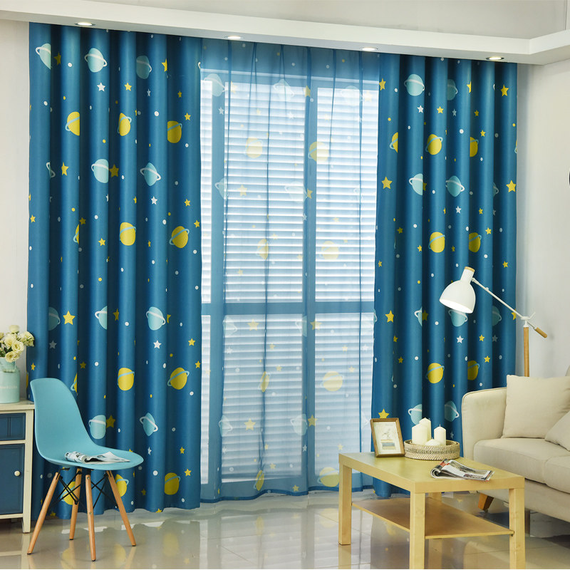 Minimalist modern finished windows hangings with heat insulation bedroom living-room Balcony Floating Windows Thickened All-Shading Printed Curtains