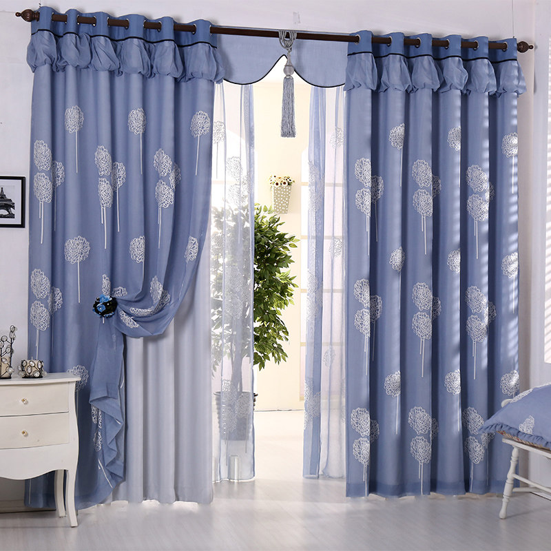 Beauty curtain atmospheric curtain fabric Living room simple modern embroidery Villa bay window custom double finished curtains