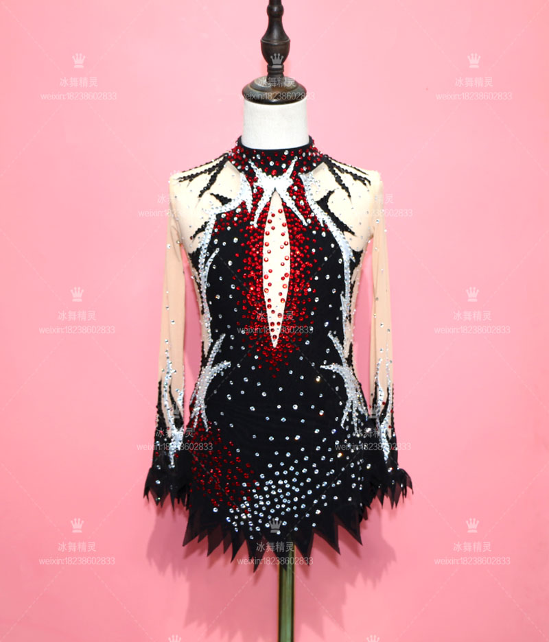 Ice dance genre children figure skating to serve as an adult performance suit skaters skating dress D317