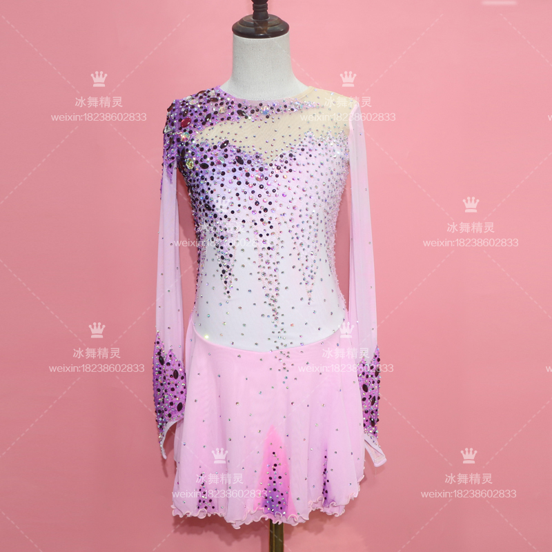 Dazzling genie customized figure skating clothing figure skating performance Children's adult female dress D275