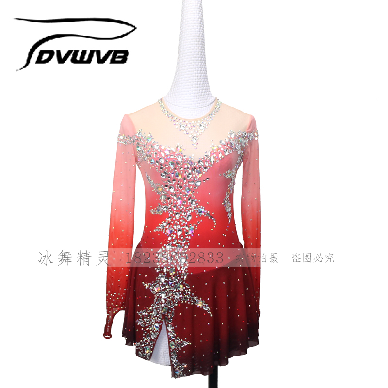 Ice dance genie customized figure skating clothing figure skating performance Children's adult female dress D87
