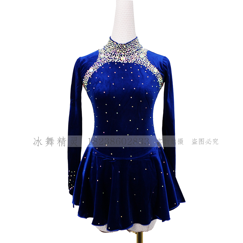 Ice Dance Genre Custom Figure Skating Clothing Assay Exam Dress Slip Ice Dancing Velvet Hot Drill Performance Skirt A20