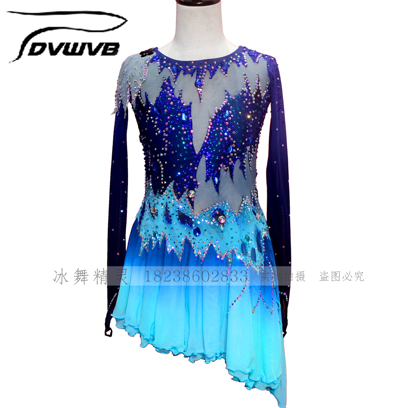Ice dance genie customized figure skating clothing figure skating performance Children's adult female dress D272