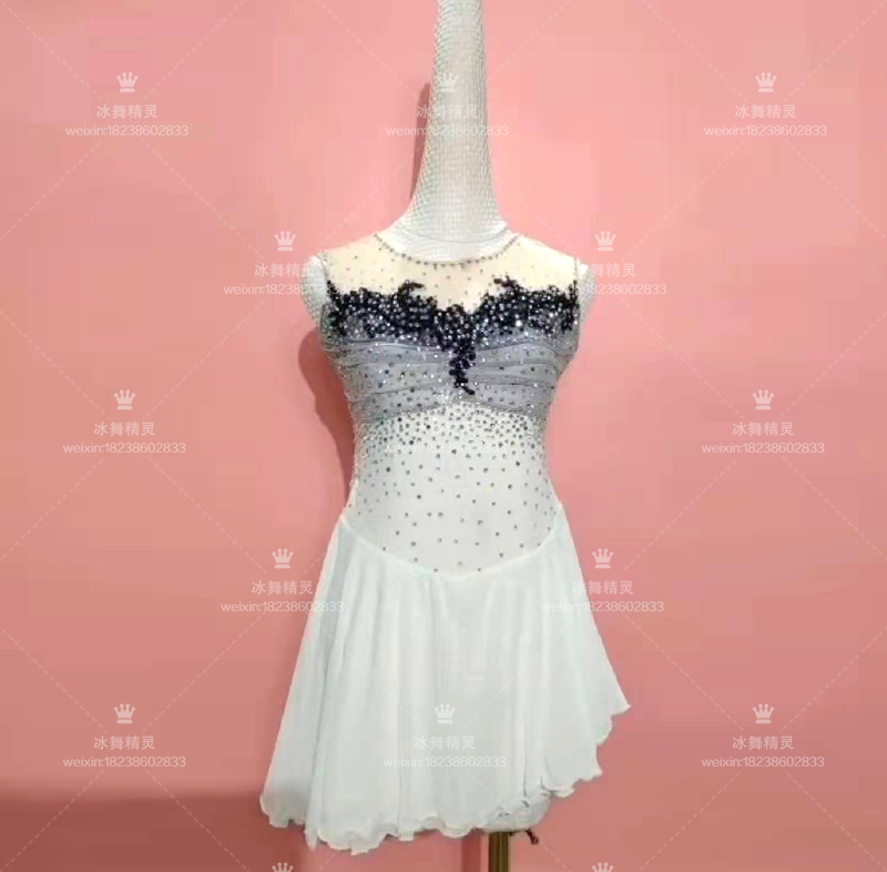 Ice dance genie customized figure skating clothing figure skating performance Children's adult female dress D347