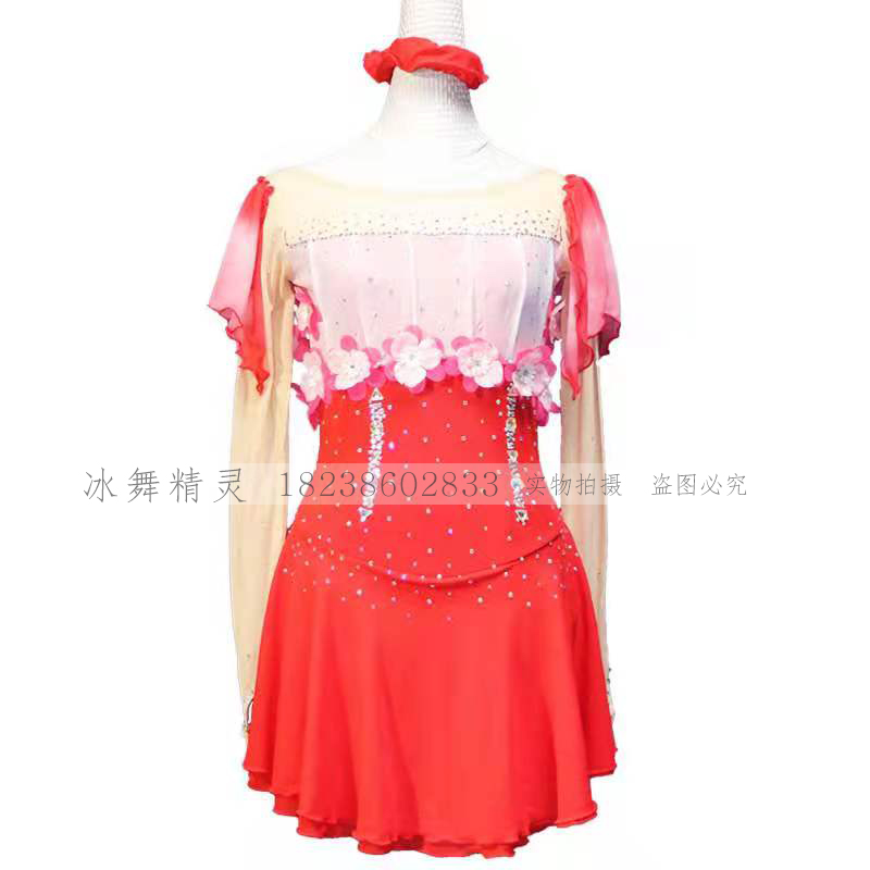 Ice dance genie customized figure skating clothing figure skating performance Children's adult female dress D86