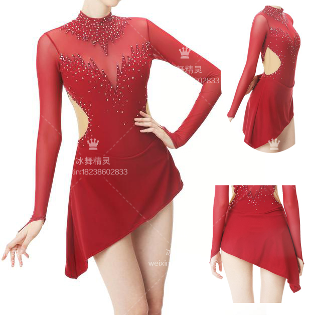 Ice dance genie customized figure skating clothing figure skating performance Children's adult female dress D07