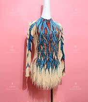 Ice dance elf childrens figure skating costume adult performance dress skating suit skating dress D304