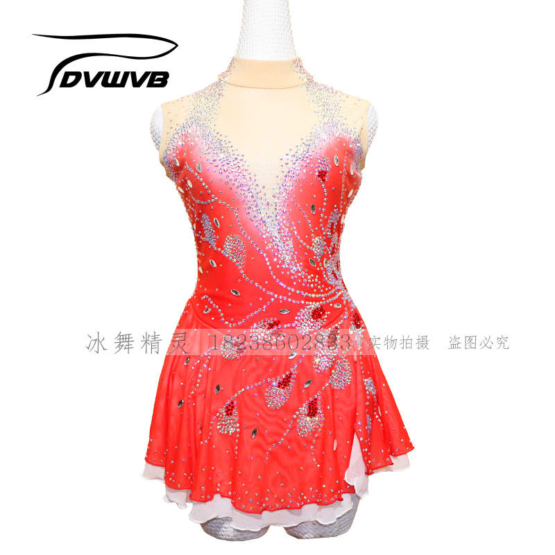 Ice dance genie customized figure skating clothing figure skating performance Children's adult female dress D350