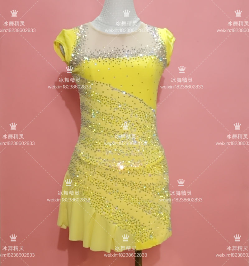 Ice dance genre children figure skating to serve as an adult performance suit skaters skating dress D271