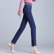 High-waisted mom jeans women's elastic waist trousers small straight 2024 spring and autumn middle-aged 40-year-old women's loose large size