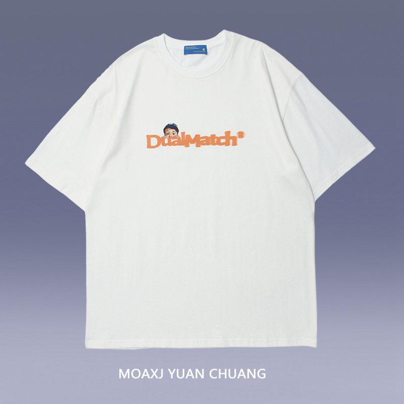 MOAXJ original tide brand short-sleeved T-shirt 2021 summer new couple loose all-match bottoming top men and women national tide