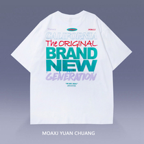 MOAXJ original trendy brand fashion short sleeve T-shirt loose letter print design sense half sleeve top summer mens and womens tops
