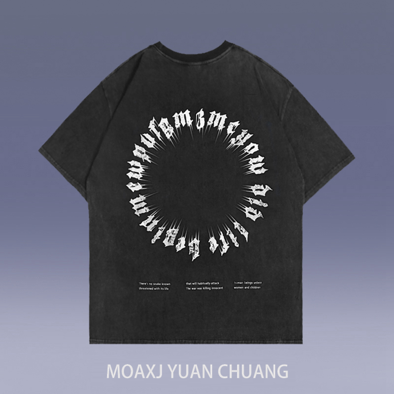 MOAXJ Original Tide Retro Stereo Letter Printing Short Sleeves T-shirt Men and Women Loose Guoxide Couple Couple