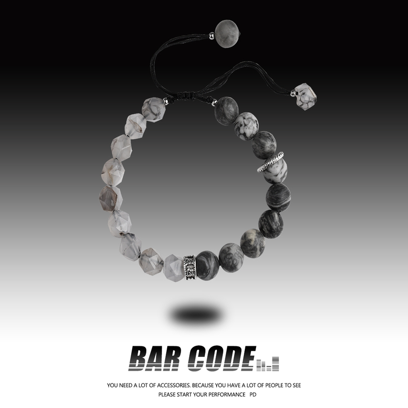 Bar Code Irregular Crystal Map Stone Bracelet for Men ins Unique Exquisite Fashion Niche High-End Bracelet Bar Code Irregular Crystal Map Stone Bracelet for Men ins Unique Exquisite Fashion Niche High-End Bracelet