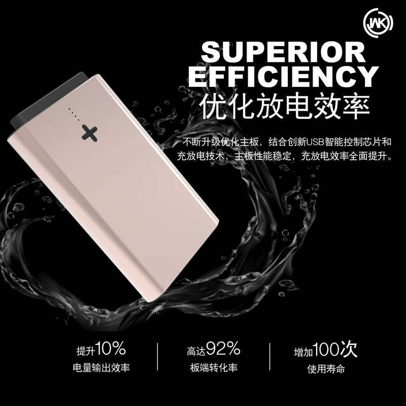 WK Hong Kong thương hiệu thủy triều 10000 mAh hợp kim nhôm polymer ngân hàng điện di động điện thoại di động sạc kho báu điện hạt nhân - Ngân hàng điện thoại di động