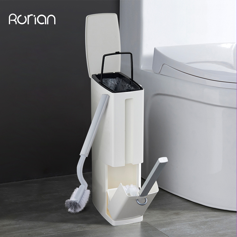 Toilet Brush Wastebasket One-piece Suit Narrow Slit Japanese Creative Trash Can Makeup Room Brush without dead angle with lid