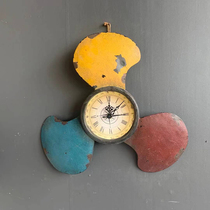 American retro old iron wall clock clock fan style feature wall clock clock clock simple wall wall decoration clock