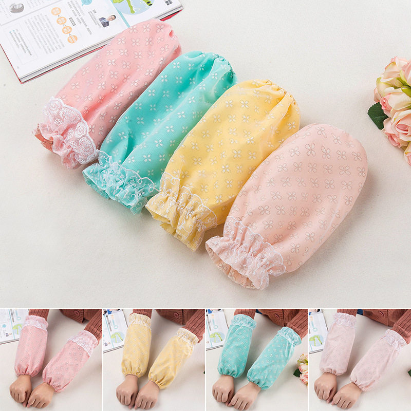 Adult sleeve woman kitchen anti-fouling short office Han version Little fresh student Lace Brief Cute Sleeve Cuff