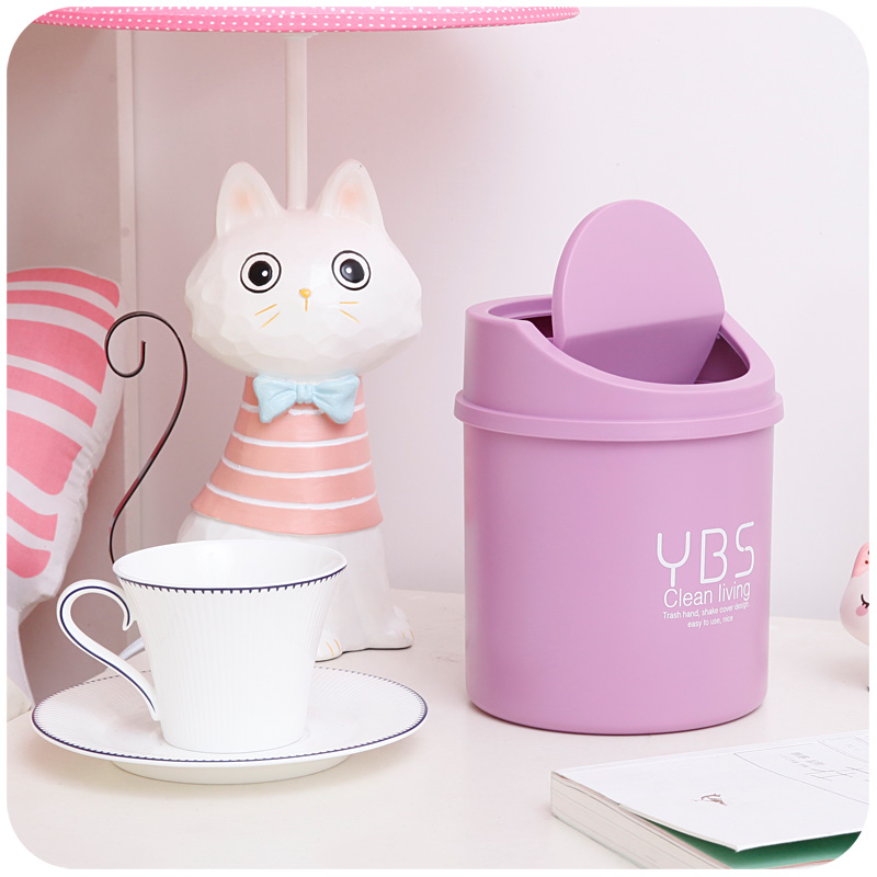 Desktop Trash Can Creative Shake Lid Little Paper Basket minimalist table Home Kitchen Living Room Plastic with lid Small trash can