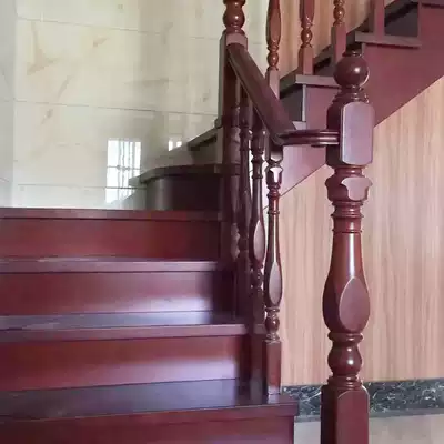 Stair handrail solid wood column railing indoor paint home simple modern attic duplex Chinese wooden escalator