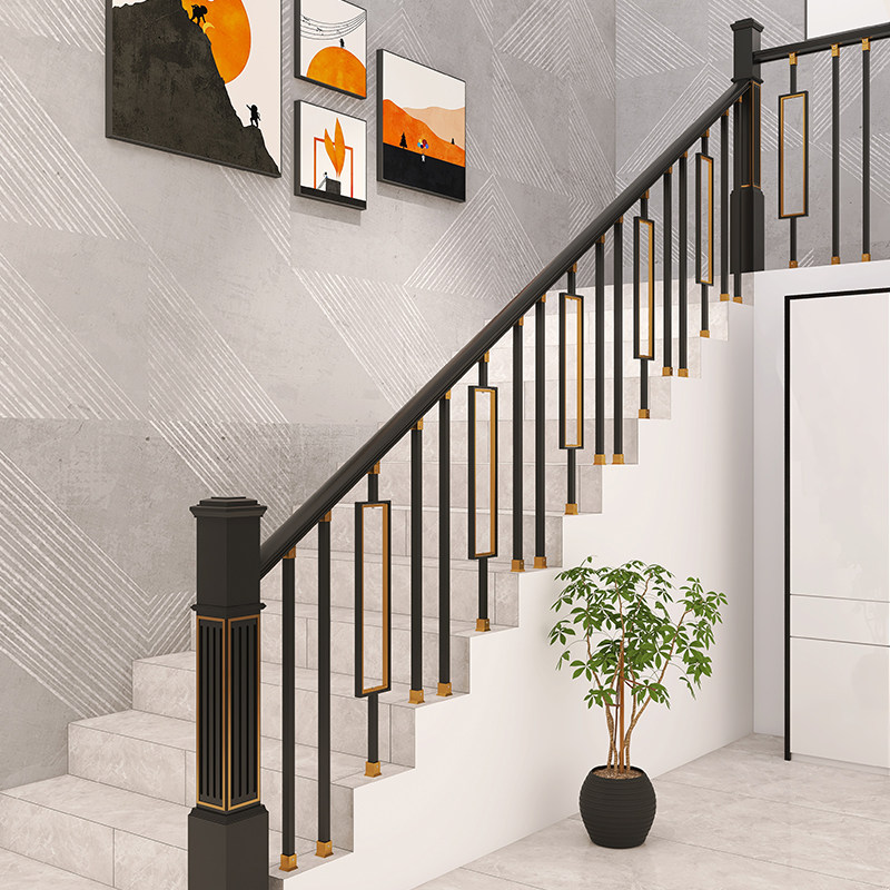 Willpower light extravagant minimalist solid wood stair armrest with iron art upright post guard rail floating window railings home