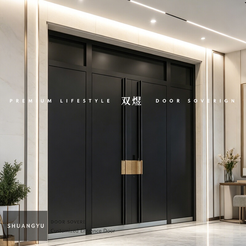 Exquisitely Carved Cast Aluminum Single-Door Entrance Door with Multiple Panels for Apartments, Luxury Villa Double-Door Entryway, Double-Opening Entrance Door Exquisitely Carved Cast Aluminum Single-Door Entrance Door with Multiple Panels for Apartments, Luxury Villa Double-Door Entryway, Double-Opening Entrance Door
