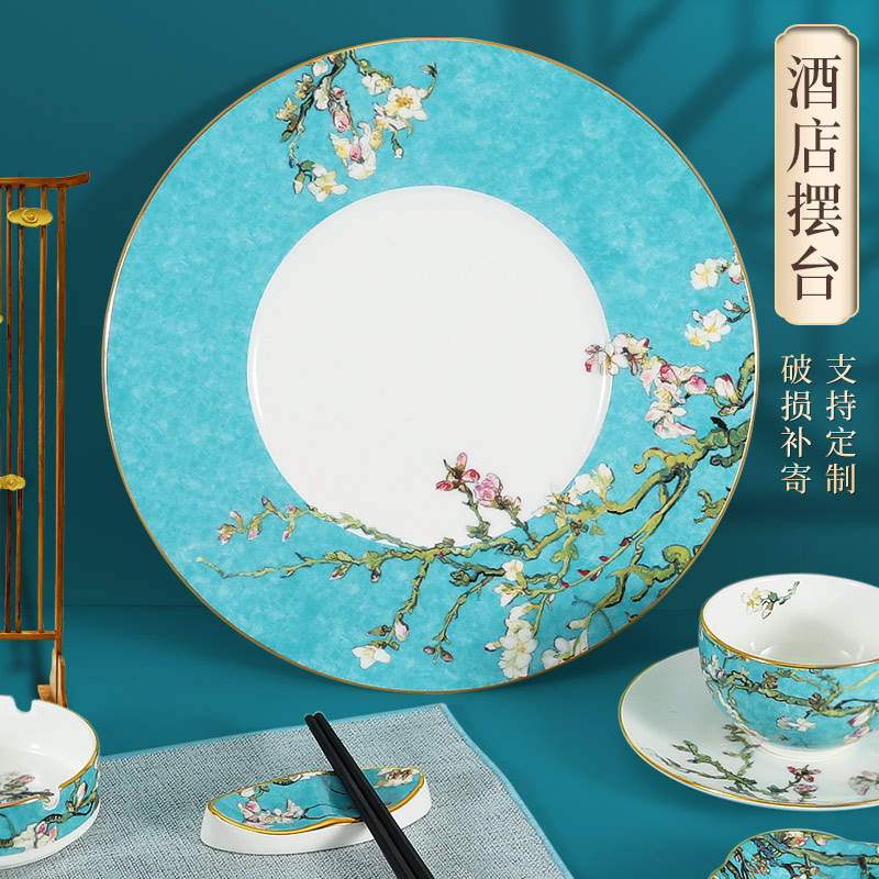 Light luxury tableware set with bone ceramic dish spoon custom dining room club European style ceramic dish