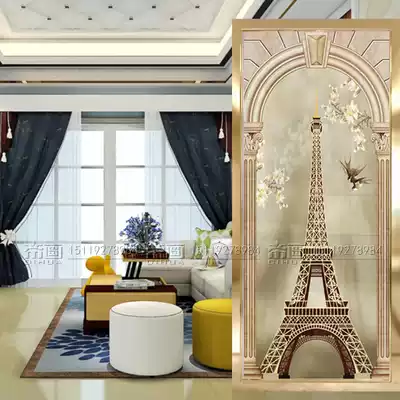 Modern art glass screen partition simple living room aisle transparent bathroom opaque craft Paris Tower
