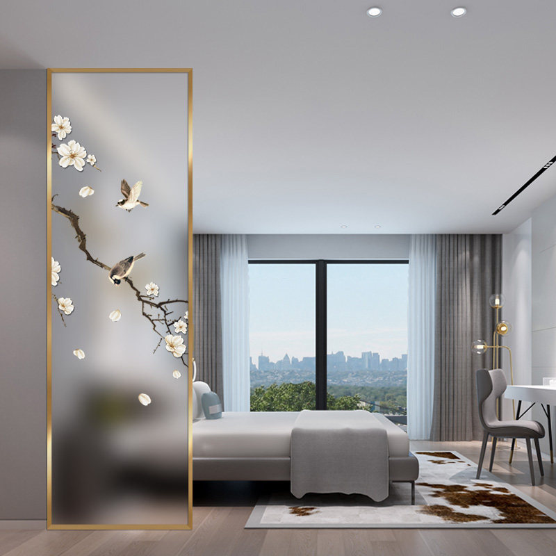 Light luxury glass screen partition home entrance living room bedroom entrance blocking decoration restaurant modern minimalist mobile