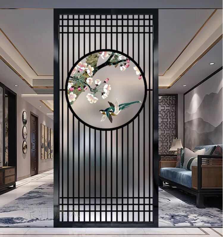 Minimalist Modern Art Glass Living Room Screen Partition Double Face Frosted Light Transmission Fashion Starter Genguan Aisle Flower