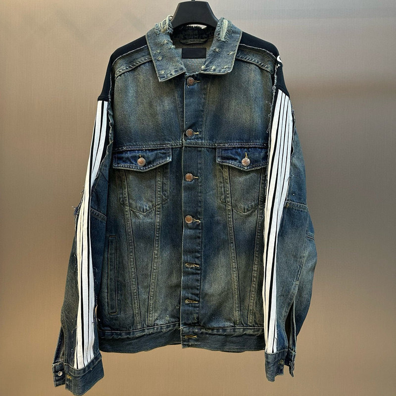 Top Version! Paris Five-Stripe Webbing Ring Embroidery Denim Jacket for Men and Women, Autumn and Winter 25Fw Loose Jacket Trendy Top Version! Paris Five-Stripe Webbing Ring Embroidery Denim Jacket for Men and Women, Autumn and Winter 25Fw Loose Jacket Trendy