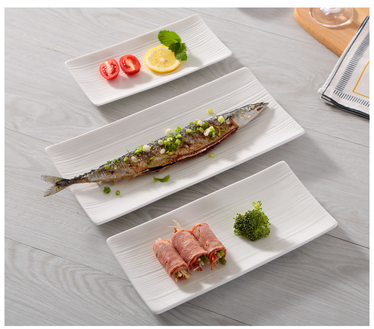 Châu Âu dập nổi hình chữ nhật dải sushi bánh mì dao kéo tấm gốm sáng tạo món ăn phương Tây món ăn nhẹ đĩa đĩa khay gỗ đựng đồ ăn