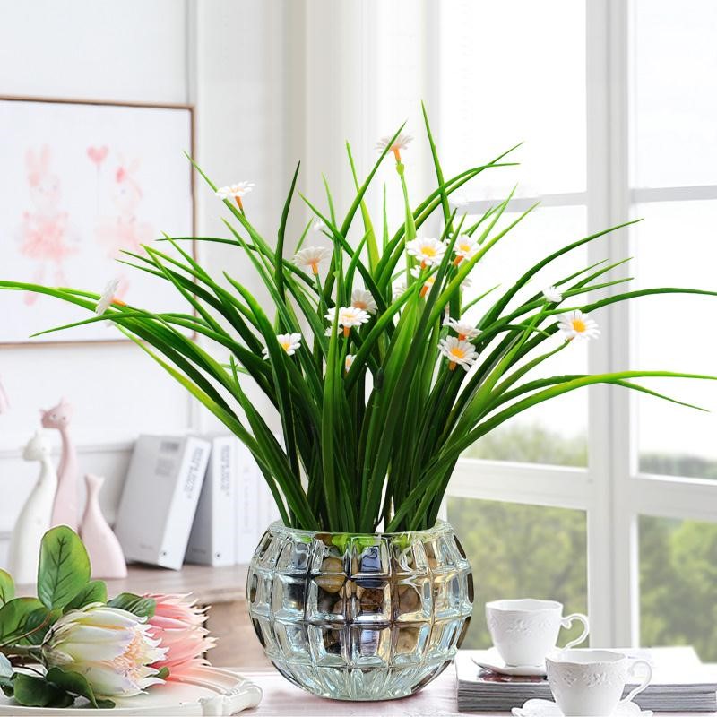 Small fresh simulation plant potted indoor living room fake flower bonsai fortune tree green plant pastoral TV counter decoration