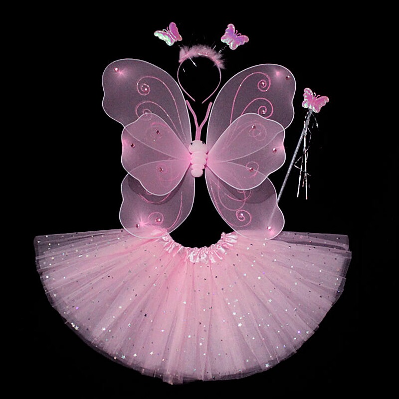 Children's Day Set Flower Fairy Elf Performance Costume Girls Princess Dress Girl Butterfly Wings Kidsren's Clothing