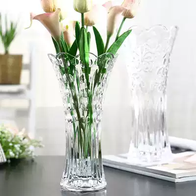 Decorative interior home office vase transparent simple flower container planting hydroponic glass European rich bamboo