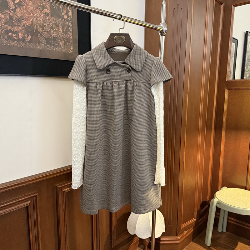Mmt Genuine Early Autumn New Japanese-Style Plaid Retro Age-Reducing Doll Collar Short-Sleeve Dress Loose Korean Sweet Style Mmt Genuine Early Autumn New Japanese-Style Plaid Retro Age-Reducing Doll Collar Short-Sleeve Dress Loose Korean Sweet Style