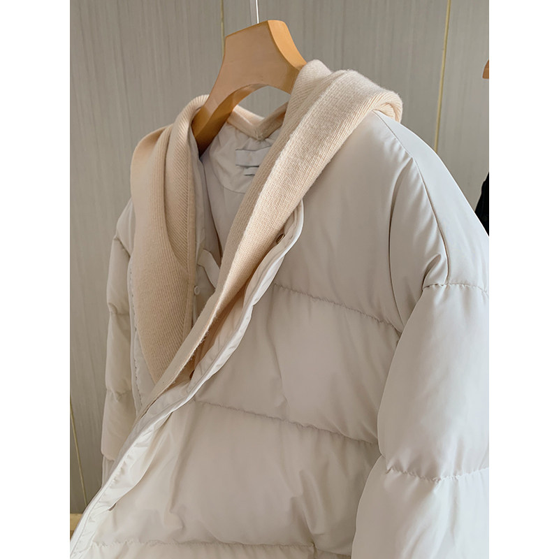 Zero weight 90 white goose down filling side zipper detachable wool hood Joker profile down jacket women winter